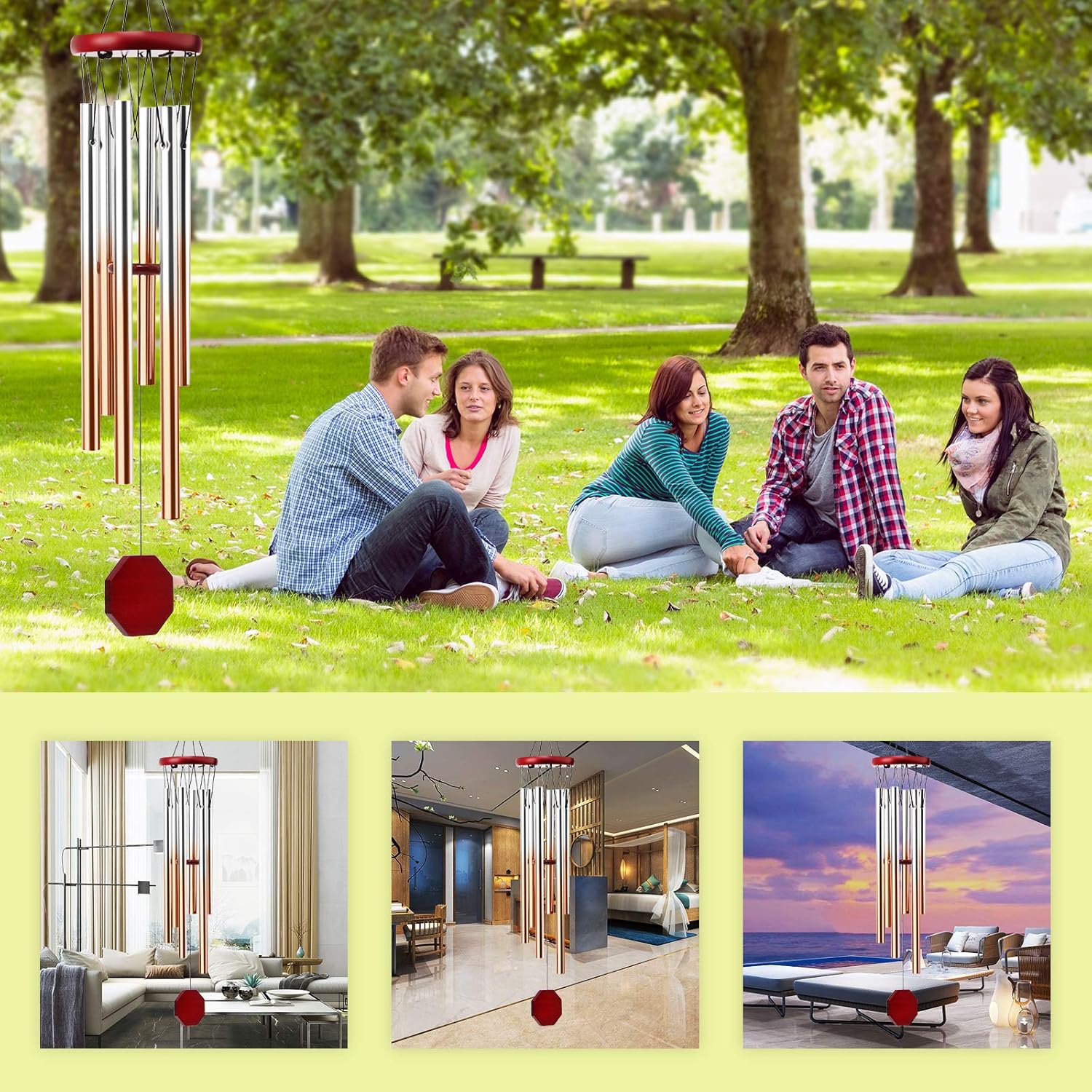 Famiry Wind Chimes for Outside, Small Sympathy Wind Chimes Outdoor Clearance, Memorial Wind Chimes with 6 Metal Tubes & Hook, Outdoor Decor for Garden, Patio, Yard, Home : Garden & Outdoor