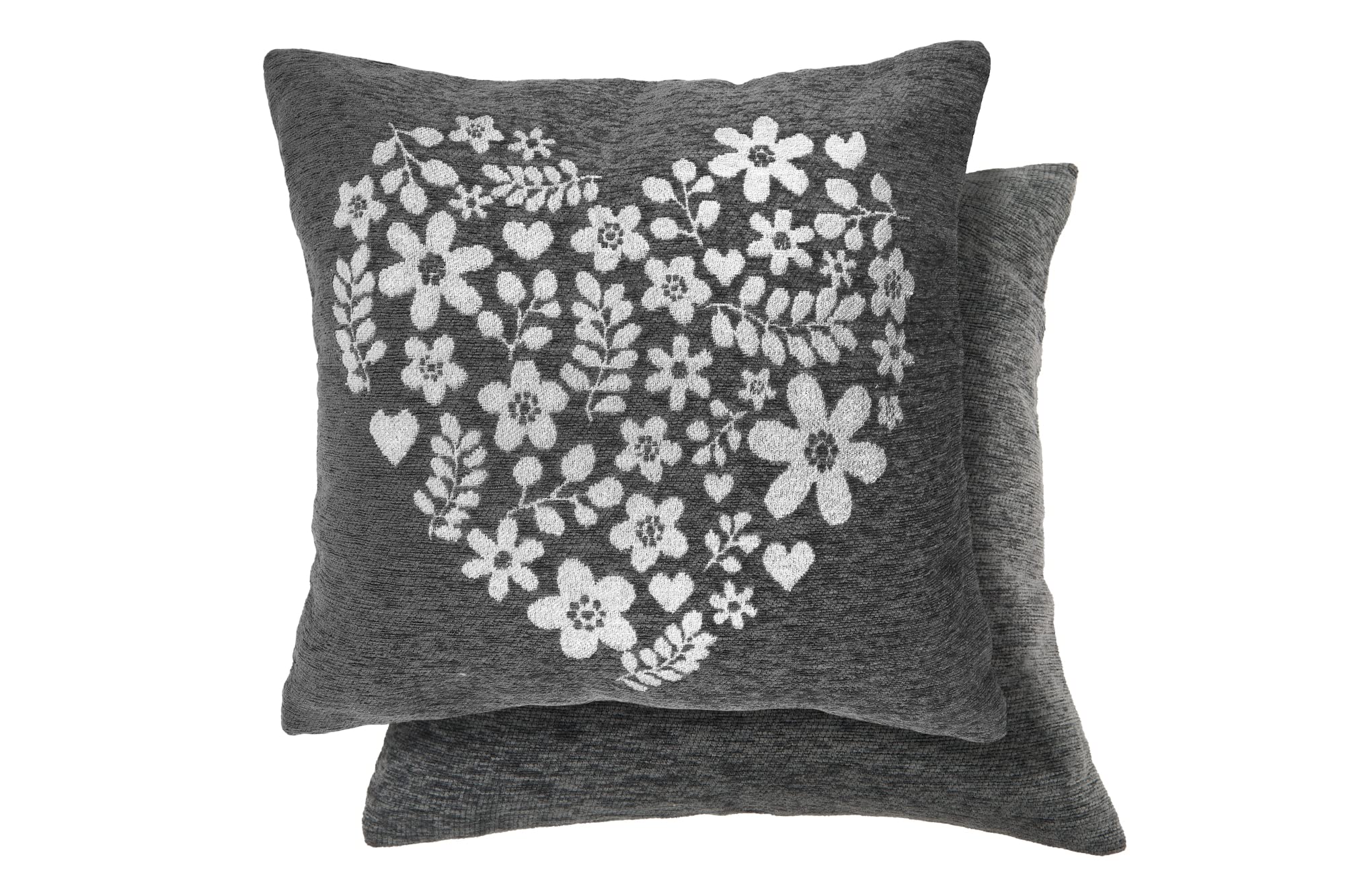 Emma Barclay Amor Heart - Cushion Cover in Charcoal - 17x17 (43x43cm)