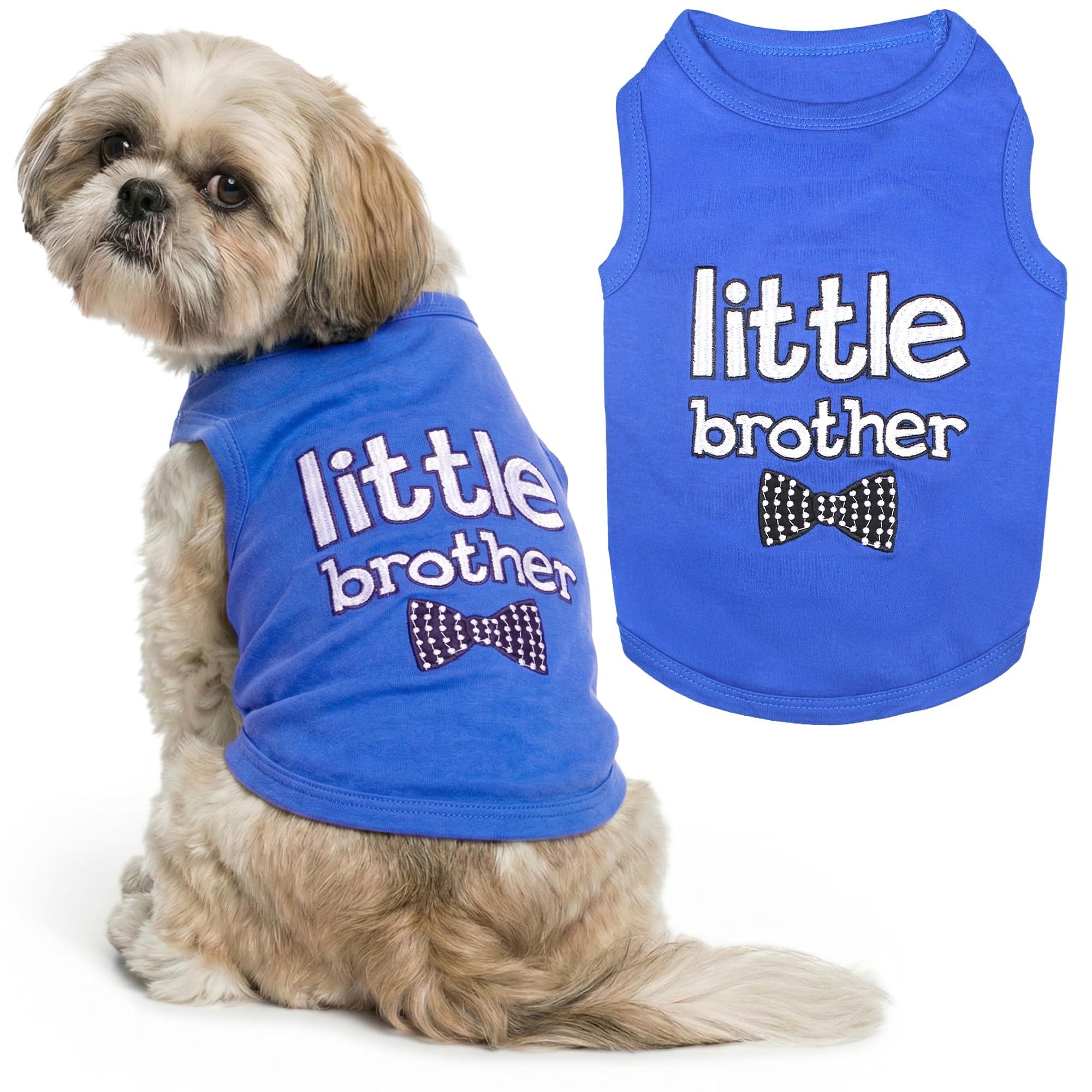 Parisian Pet Dog Cat Clothes Tee Shirts Little Brother, Little Sister (Little Brother, M)
