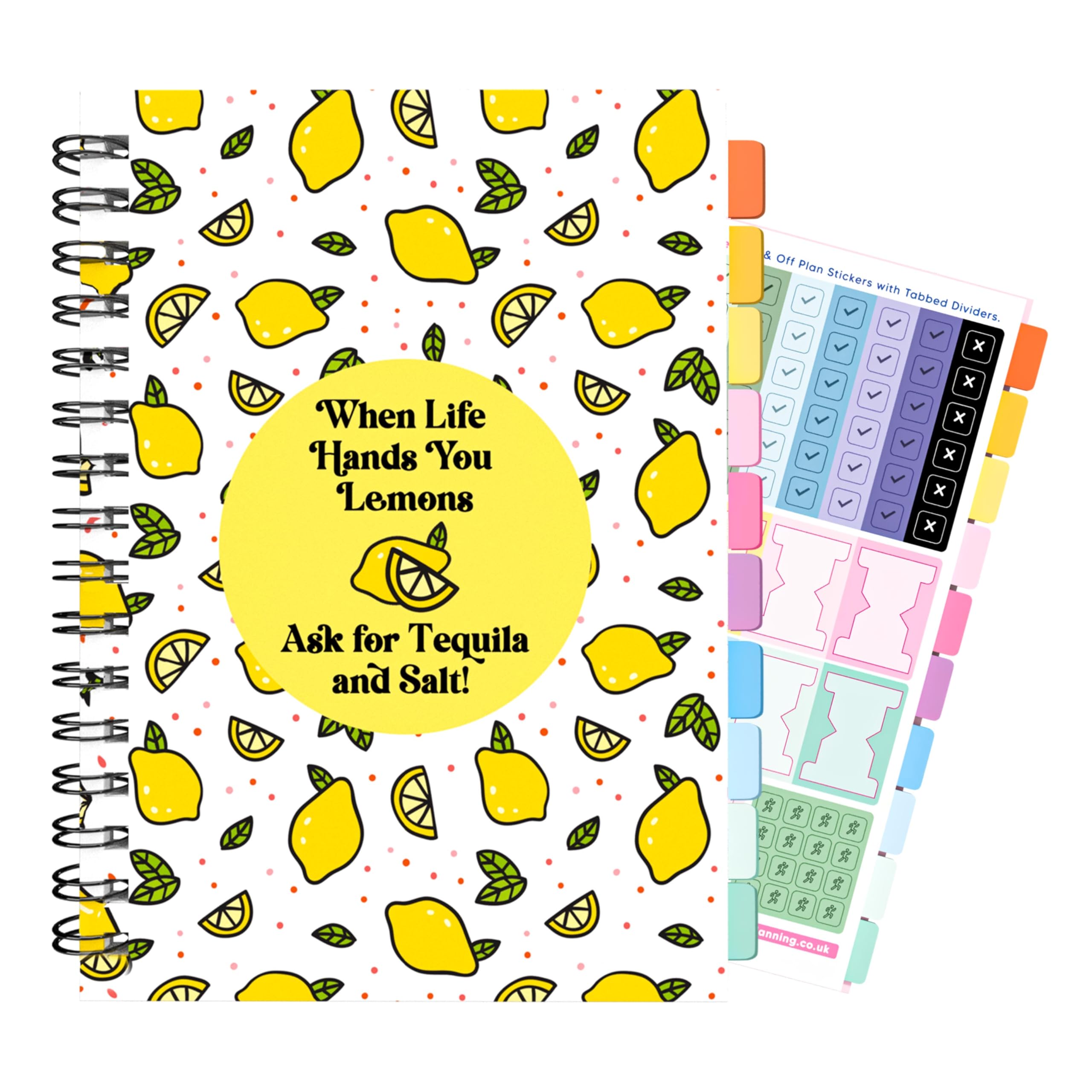 Slimming World Compatible Food Diary New Year 2025 Diet Journal Planner 7 Week Countdown Card With Stickers When Life Gives You (Lemons)