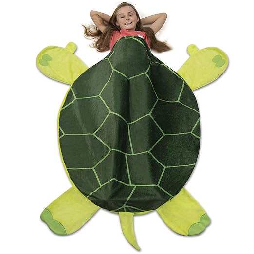 Cozy Turtle Blanket for Children, Pocket Style Kids Tail