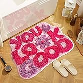 TWWDE AUG You Look Good Bath Rug, Fun Bathroom Rug,Hot Pink Bathroom Mat Cool Rugs for Bedroom Non Slip Microfiber Plush Cool