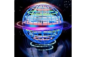 JUNYWELL Flying Orb Ball Toy, Hover Hand Mini Drone Cosmic Globe, Fly Spinners for Kids Adults Indoor Outdoor Toys, Cool LED Lights Toys for 6 7 8 9 10+ Years Old Boys Girls Gift Blue