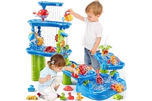 JUKUDAHU Water Table for Kids 3 4 5 6 7 Years Old - Water Playset for Toddlers 3-5, Water and Sand Play, Backyard Water Table, Summer Outdoor Beach Toys, Sensory Activity, Gifts for Boys Girls
