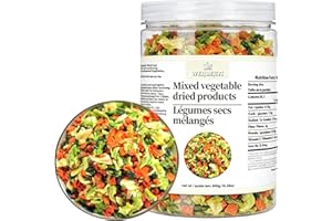 WEIJUEJIYI Mixed Dried Vegetable Products 300g / 10.58oz, Nutritious and Delicious Carrot, Baby Spinach, and Cabbage Slices. 