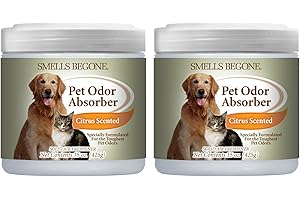 SMELLS BEGONE Air Freshener Pet Odor Absorber Gel - 15 oz, Pack of 2 - Absorbs and Eliminates Odor in Pet Areas, Bathrooms, Cars, & Boats - Made with Essential Oils - Citrus Scent