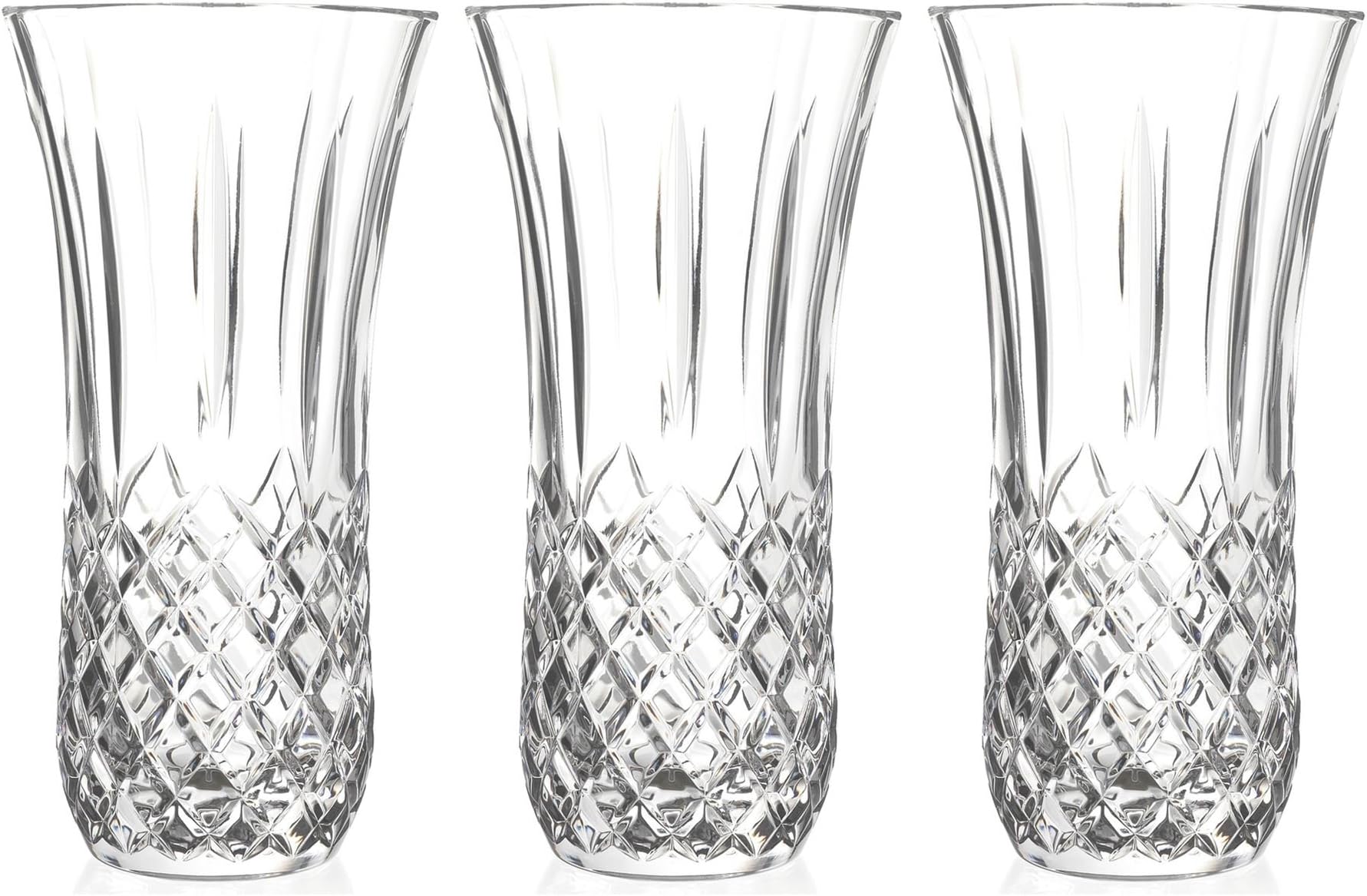 RCR Crystal Opera Cut Glass Table Centrepiece Vase - 300mm - Pack of 3 Decorative Flower Vases