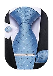 DiBanGu Plaid Tie Men's Silk Tie and Pocket Square