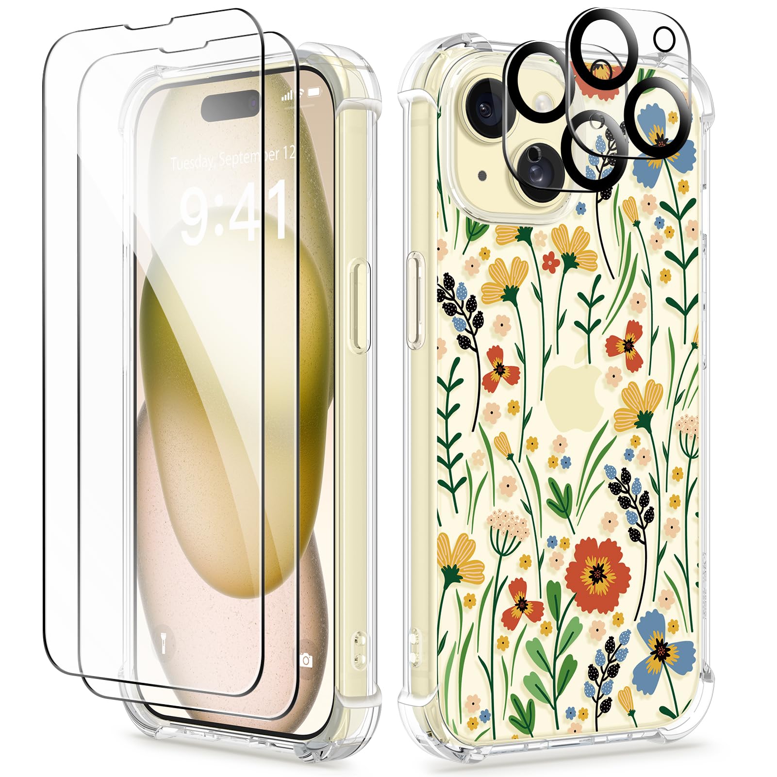 GVIEWIN for iPhone 15 Case, [5 in 1] with 2X Screen