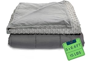 Quility Weighted Blanket for Adults - 15 LB Queen Size Heavy Blanket for Cooling & Heating - 100% Cotton Big Blanket w/Glass Beads, Machine Washable Blankets - 60"x80", Grey