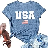 4th of July Patriotic Shirts for Women American Flag Shirt Cute Sunflower Graphic Tees Top