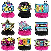 Chinco 9 Pieces 80's Honeycomb Centerpieces Honeycomb Table Centerpieces 80s Retro Decorations Table Toppers Retro Hip Hop Party Supplies Decor for Hip Hop Muisc Party Birthday