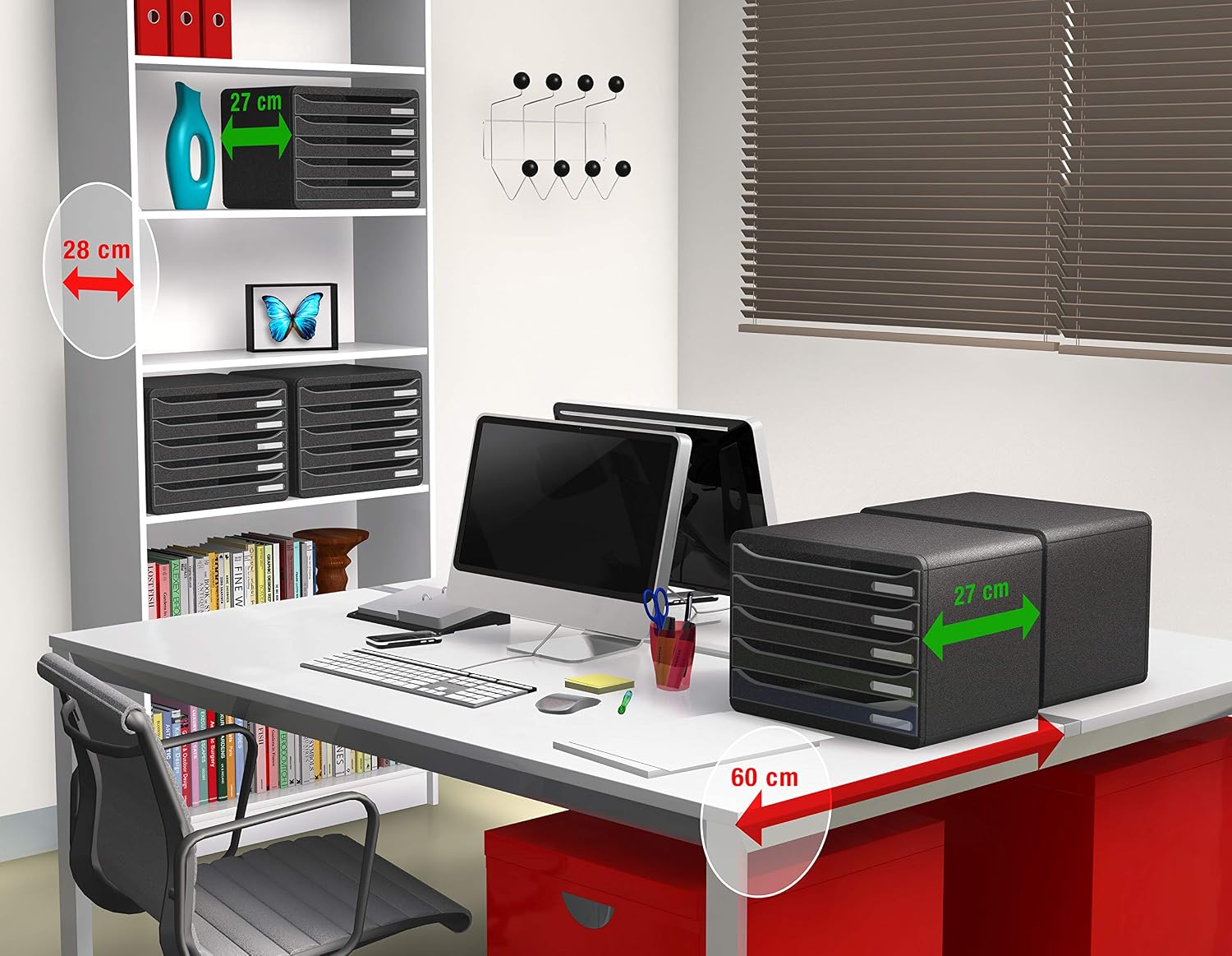 Exacompta, Ref 308714D, Big-Box Plus ECOBlack, 5 Drawer Set, 270 x 355 x 271mm in Size, 43mm Drawer Height, Landscape - Image 3
