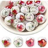 LEGENTLISUR 30Pcs 16mm Acrylic Beads Flower Round Beads for Jewelry Making Keychain Bracelets Beadable Pens