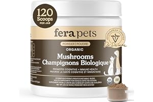Fera Pets Mushroom Supplement for Dogs & Cats with Turkey Tail - USDA Organic - Cognitive and Immune Support - Enhances Liver