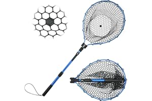 Goture 38in Rubber Fishing Landing Net, Fish-Friendly for Easy Catch & Release, Compact & Foldable for Easy Carry & Storage, 