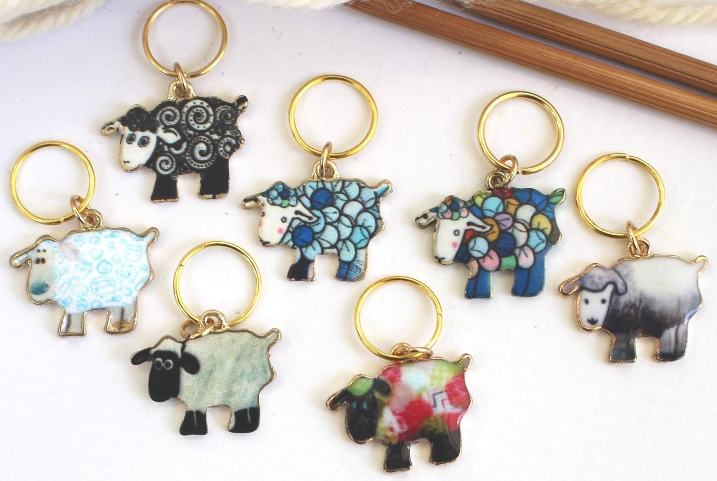 Set of 7 Sheep Stitch Markers for Knitting Knit Pattern Reminder Stitchmarker Pattern Helper Knitter Gift