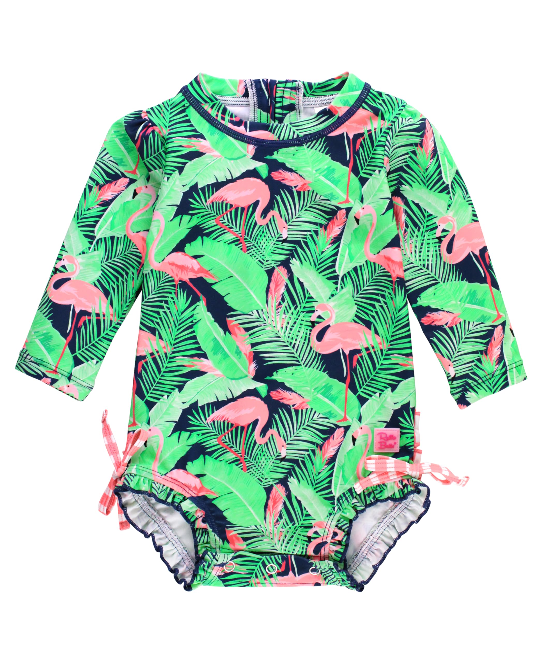 RuffleButts Flamingo Frenzy Long Sleeve One Piece