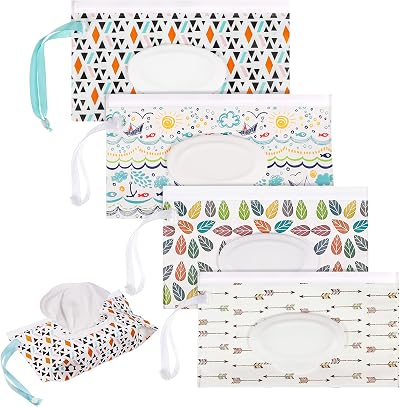 RosewineC 4 Pack Wet Wipe Pouch 10x6 in Reusable Wipes Dispenser