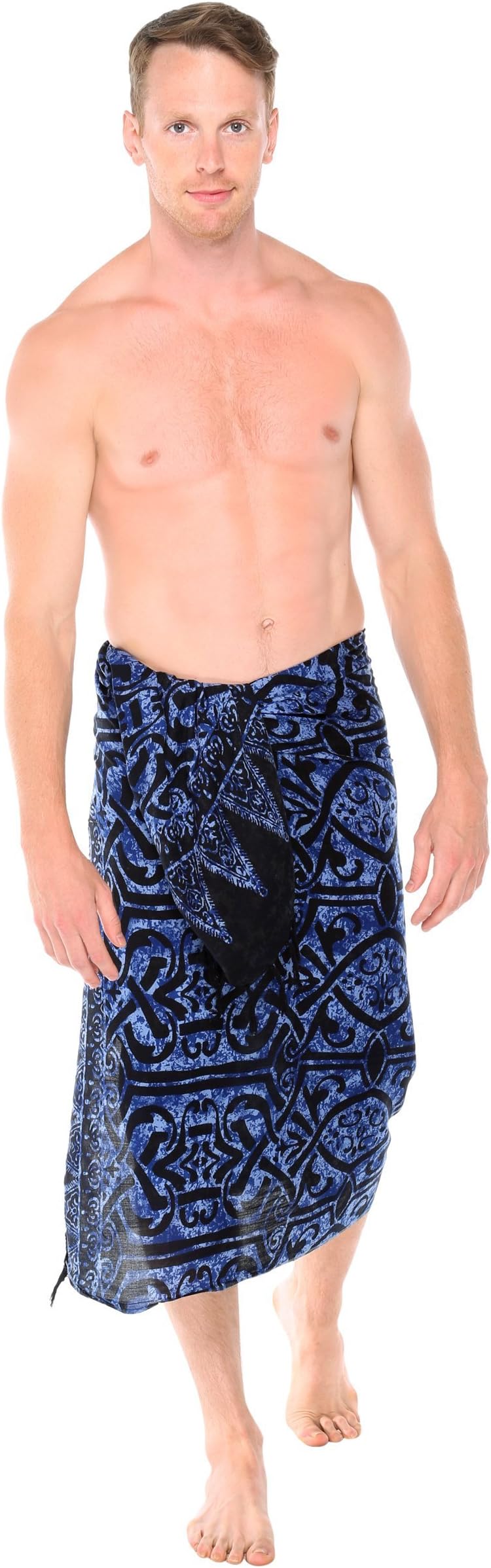 1 World Sarongs Mens Abstract Tribal Sarong in Your Choice of Color