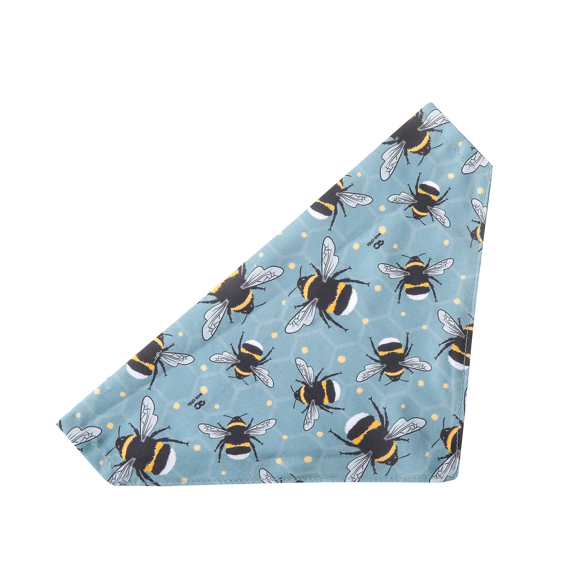 Eco Chic Recycled Dog Bandana 1PCS Washable Triangle Scarf for Pets Dogs and Cats (Bumble Bees Blue)