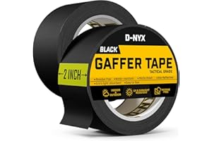 D-NYX Gaffer Tape 2 Inch x 2 Pack Black Gaff Tapes, Heavy Duty No Residue, Matte Finish, Non-Reflective, Multipurpose Waterproof Strong Fabric Tape
