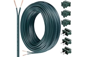 Chapou SPT-2 100 ft 18/2 Wire with 6 Plugs, 18 AWG, LED Lighting Strip, Lamp Extension, Green