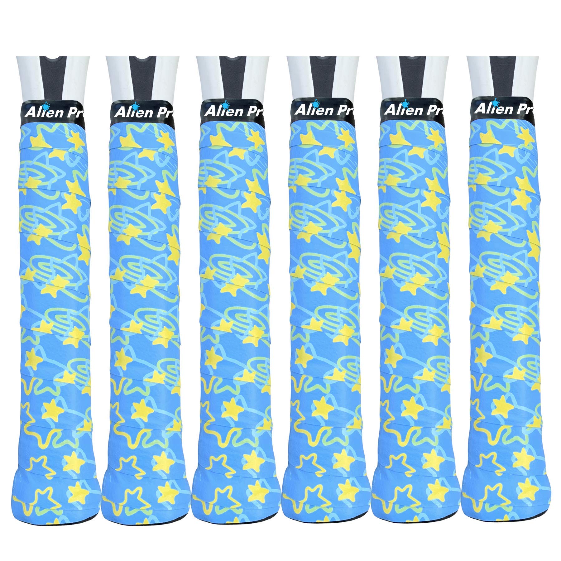 Alien Pros Tennis Racket Grip Tape (6 Grips) – Tac Moisture Feel Tennis Grip – Tennis Overgrip Grip Tape Tennis Racket – Wrap Your Racquet for High Performance (6 Grips, Black Clouds)