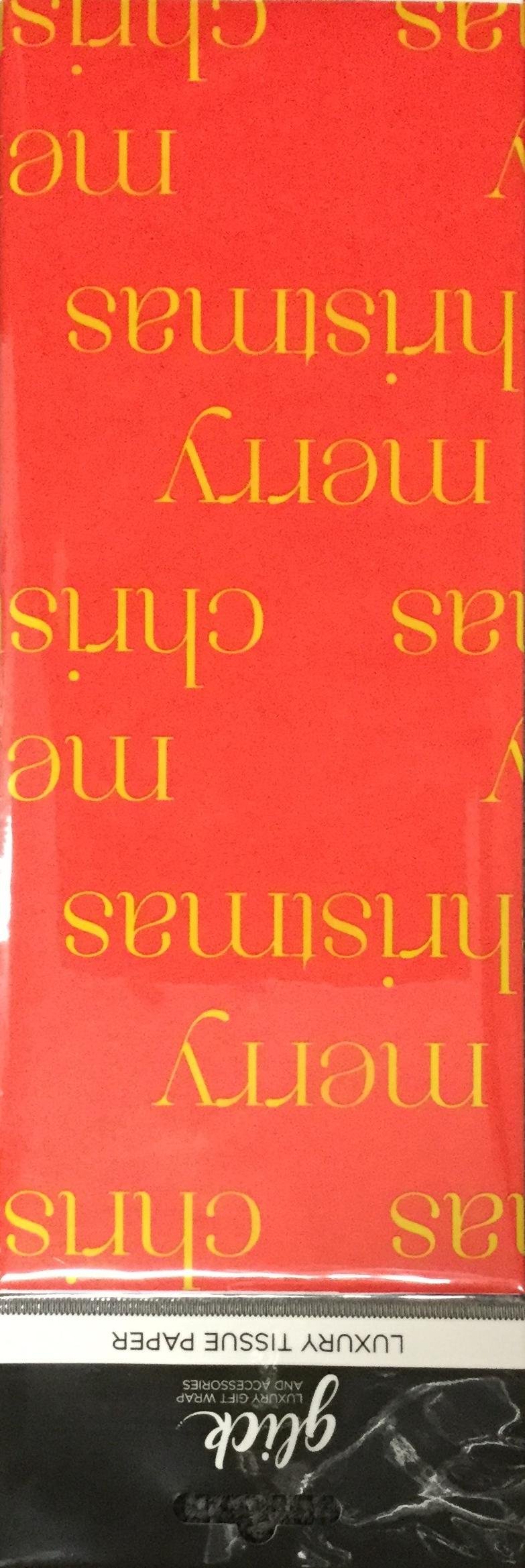 Merry Christmas on bright red Printed Patterned Tissue Wrapping Paper by Glick 4 sheets 50 x 75cm