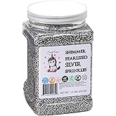 SHIMMER PEARLIZED SILVER SPRINKLES-Dairy Free,Gluten Free,Egg Free,Vegan,Soy Free,Nuts Free,Kosher,Large,Bulk Candy,Cupcake,C