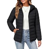 MAGCOMSEN Womens Puffer Jacket with Hood Quilted Lightweight Packable Coat | Puffy, Padded, Bubble Outerwear, Winter, Fall, 4 Pockets, Ultra-light , Zip-up, Windproof, Warm, Elastic Cuffs, Casual