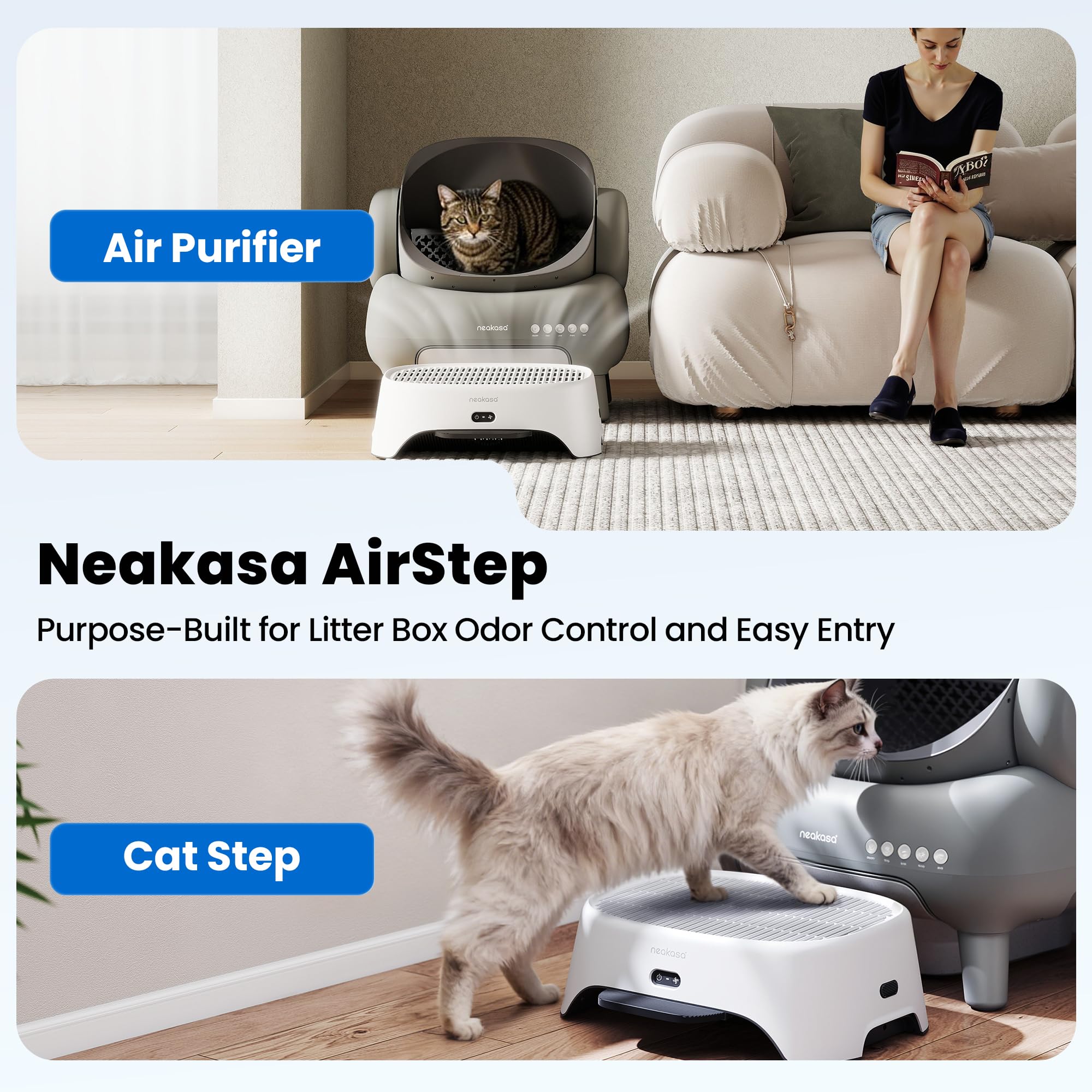 Condition photo showing New/Like New for neakasa airstep, 2-in-1 litter box air purifier & cat step, 3-mode odor, dust & pet hair control, ai