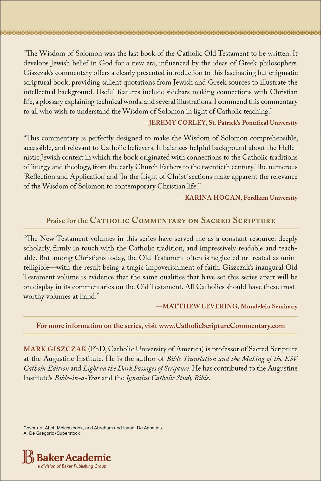 Wisdom of Solomon (Catholic Commentary on Sacred Scripture) Wisdom of Solomon (Catholic Commentary on Sacred Scripture) Paperback Kindle Hardcover