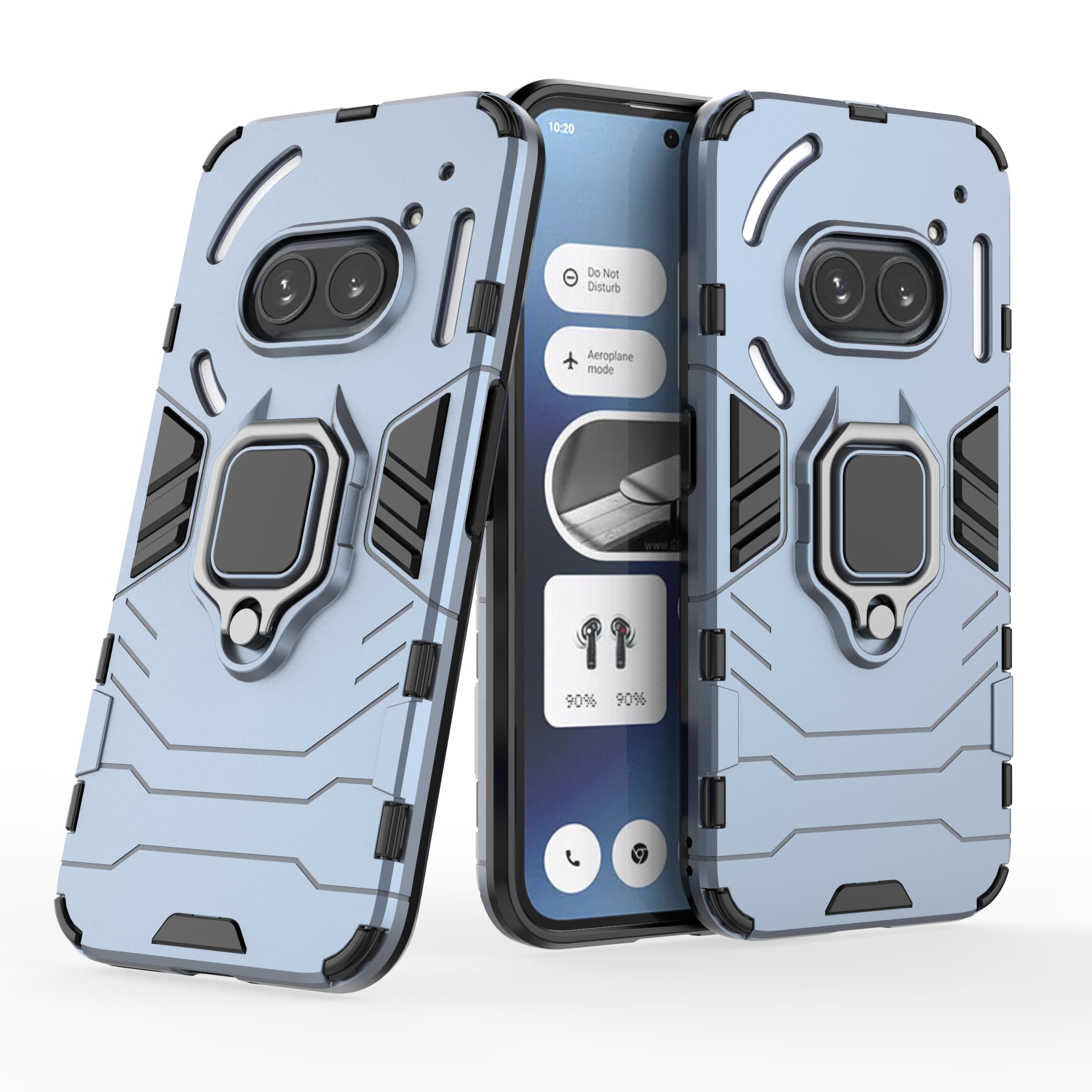QIWEIQING Compatible with Nothing Phone (2a), Military Grade Heavy Duty Protection Phone Case with Magnetic Rotatable Ring Kickstand Slim Fit Matte Back Hard Cover for Nothing Phone (2a).Blue KKH