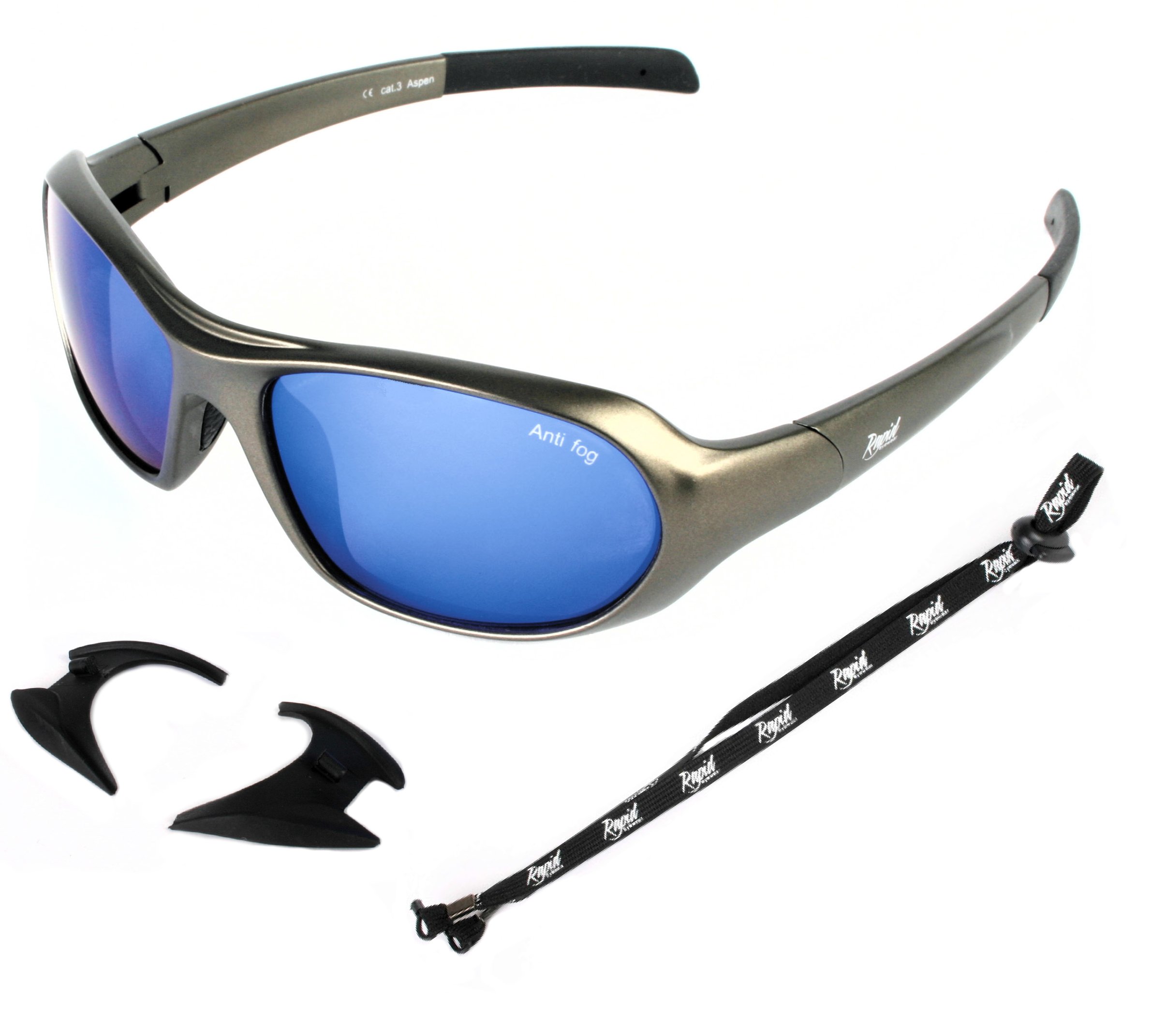 Rapid Eyewear Aspen Ski, Glacier/Climbing & Extreme Sport Sunglasses – Goggles: Anti Fog Mirrored Lenses & Retainer Strap. For Men & Women. UV400 Mountaineering Protection Glasses. Also For Dry Eye