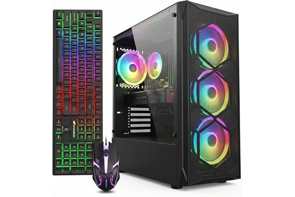STGAubron Prebuilt Gaming PC Desktop Computers, Intel Core i7 up to 3.9GHz, Radeon RX 580 8G, 16G RAM, 512G SSD, WiFi 6, BT 5.0, Win 11 Home Gaming Tower