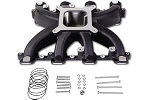JGhyperX 300-132 LS Mid-Rise Carbureted Intake Manifold Aluminum Single Plane Compatible with Chevy Small Block SBC 1997-2007 Cathedral Port fit for GM LS1/LS2/LS6 4.8L 5.3L 5.7L 6.0L V8 Engine Black