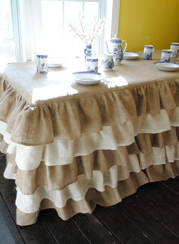 Wedding Burlap Ruffle Tablecloth Handmade
