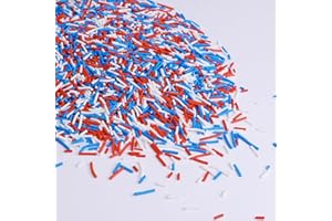 RAZERL Patriotic Jimmies Sprinkles for Cake Decorating, Red White and Blue Sprinkles, 4th of July for Cake, Cupcakes, Cookies, Macaron, and Ice Cream Topping 226g / 8oz