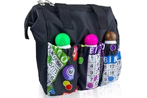 Dacefloy Bingo Dauber Bag Bingo Bags with Pockets on Clearance Bingo Accessories for Women Carry Storage Bag Gifts for Bingo Game Lovers Tote Bag for Bingo Markers (Black)