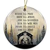 Nativity Scene Ornament 2025 – White Elephant Gift, Inspirational Religious Ornament with Christian Faith Quote – Christmas Tree Decoration & Gift, Religious Holiday Tree Décor
