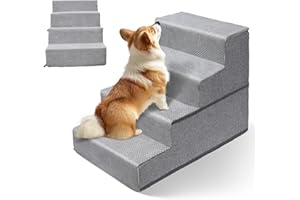 Topmart Dog Stairs for Small Dogs,4-Step,18.1" H, Pet Stairs for High Beds and Couch, Folding Dog Ramps Steps for Small Dogs Cats with Removable Washable Cover
