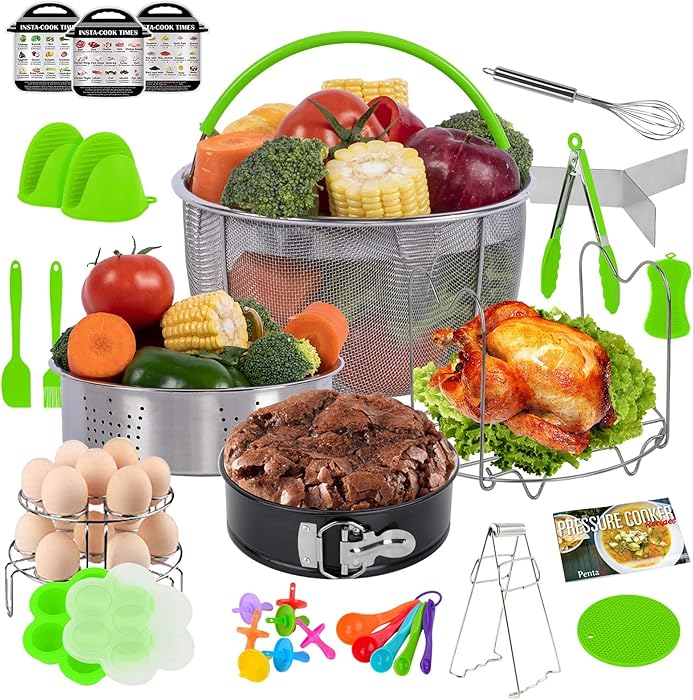 PentaQ 24 Pieces Instant Pot Accessories Kit for 8 Quart Instapot, Pressure Cooker Accessory Set Compatible with 6 Quart, 2 Egg Rack, 2 Silicone Oven Mitt