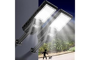 VIPZON 2Pack Solar Street Lights Outdoor Waterproof, Solar Lights Outdoor 6500K LED Solar Flood Light Dusk to Dawn Solar Powered Street Light Motion Sensor with Remote Control Security light for Yard/Outside