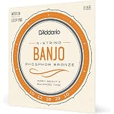 D'Addario Tenor Banjo Strings, Phosphor Bronze, EJ55, Medium Gauge 9-30, 5 String Set, Pack of 1