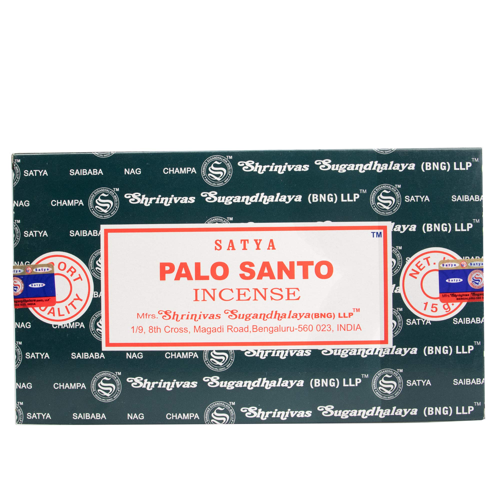 Satya Palo Santo Incense, 12 Boxes with 15 Sticks Each