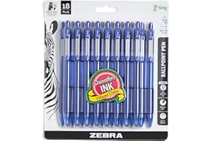 Zebra Pen Z-Grip Retractable Ballpoint Pen, Smooth-Flowing Blue Ink, 1.0mm Medium Point, School & Office Supplies, Ideal for 