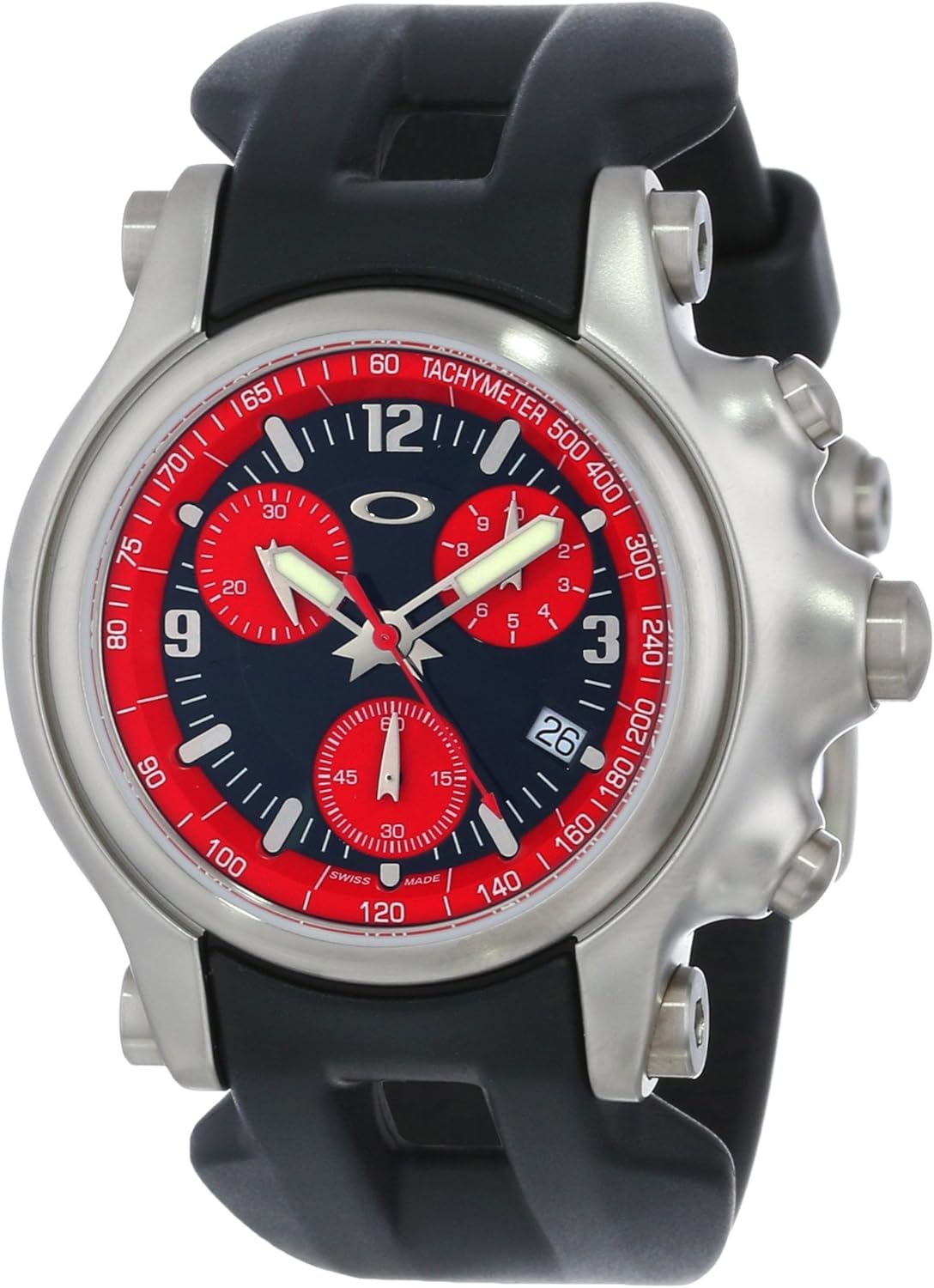 Oakley Men's 10217 Holeshot Unobtainium Stainless Steel Watch with Black Rubber