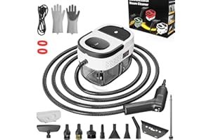 GANGGEND Handheld Steam Cleaner, 2500W High Pressure Steamer for Cleaning, Portable Steam Cleaner with 1.6L Water Tank, 3 Levels Adjustable Handle, Steam Cleaner for Home, Car, Furniture, Bed Bugs (White)