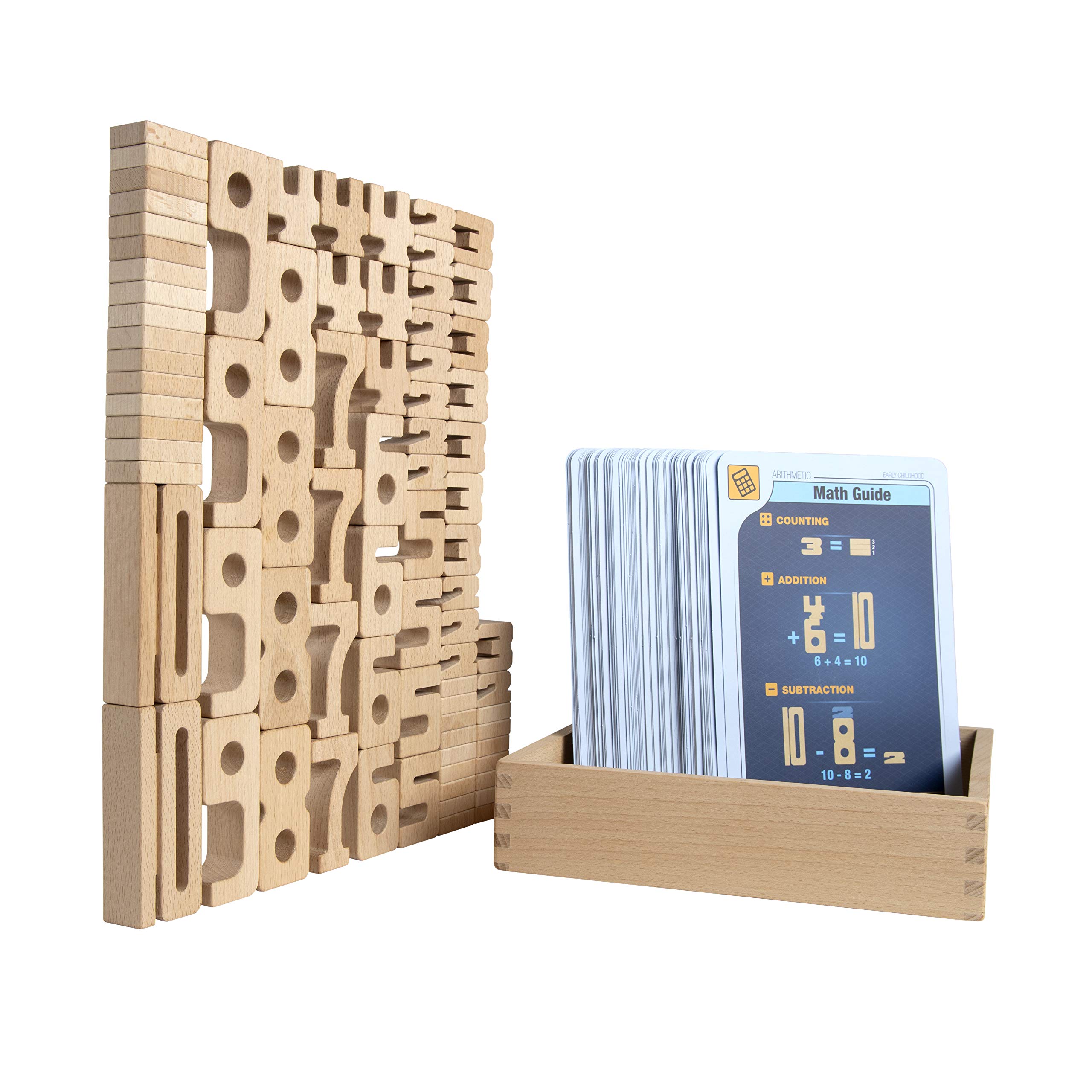 SumBlox Mini Family Set, Wooden Blocks for Learning Maths, 80 Pieces + 80 Activity Tiles